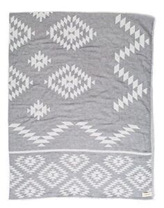 bersuse 100% cotton teotihuacan xl throw blanket turkish towel – 75×90 inches, silver grey