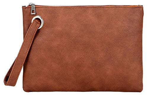 Hycurey Oversized Clutch Bag Purse and Handbag Womens Large PU Leather Evening Wristlet Handbags New Brown