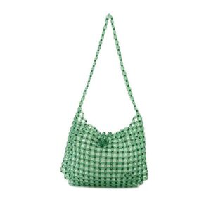 yifei women green colored transparent beaded acrylic shoulderbag evening handmade crossbody bags