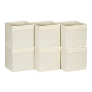 hosuehold essentials household essentials 88-1 foldable fabric storage bins | set of 6 cubby cubes with flap handle, beige
