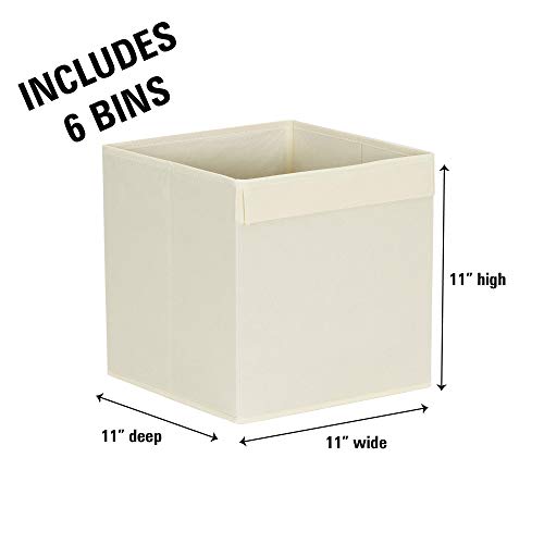 Hosuehold Essentials Household Essentials 88-1 Foldable Fabric Storage Bins | Set of 6 Cubby Cubes with Flap Handle, Beige