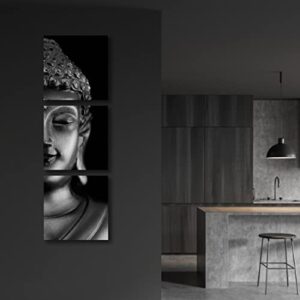 RIHE Modern 3 Pcs 12x12inch Giclee Canvas Prints buddha Pictures Paintings on Canvas Wall Art Zen Decor Ready to Hang for Bedroom Home Office Decorations (D)