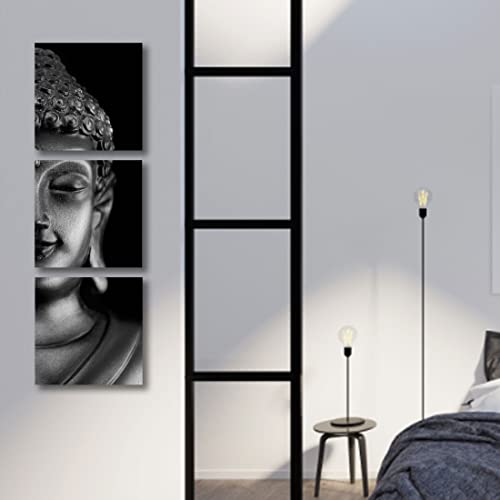 RIHE Modern 3 Pcs 12x12inch Giclee Canvas Prints buddha Pictures Paintings on Canvas Wall Art Zen Decor Ready to Hang for Bedroom Home Office Decorations (D)