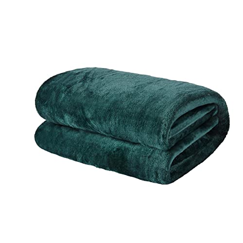 Brentfords Super Ultra Soft Fleece Blanket Large Warm Throw Over Bed Sofa, Emerald Green - 50" x 60"