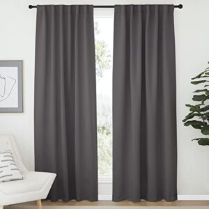 NICETOWN Light Reducing Curtain Panels Window Draperies - (Grey Color) 52x84 inch, 2 Pieces, Insulating Room Darkening Drapes for Bedroom