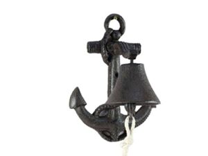 cast iron wall mounted anchor bell 8 inch – captains bell – rustic wall art
