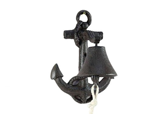Cast Iron Wall Mounted Anchor Bell 8 Inch - Captains Bell - Rustic Wall Art