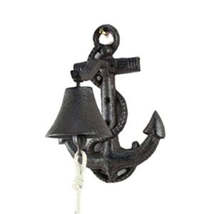 Cast Iron Wall Mounted Anchor Bell 8 Inch - Captains Bell - Rustic Wall Art