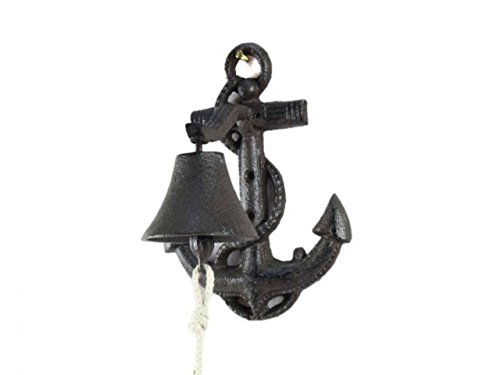 Cast Iron Wall Mounted Anchor Bell 8 Inch - Captains Bell - Rustic Wall Art