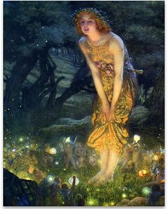 fairy painting neoclassical art novue print – midsummer eve by edward robert hughes – 11×14 unframed poster – perfect vintage home decor and great gift for those that believe in fairies, magic