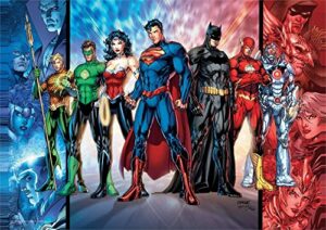 mightyprint dc comics – justice league – team picture – unique wall art – 17” x 24” – not made of paper – perfect for gifting and collecting