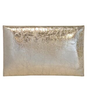 JNB Crushed Metallic Envelope Clutch, Gold