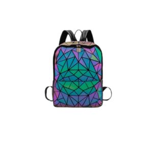 women geometric luminous backpack fashion bags lingge flash travel school college rucksack no.5l