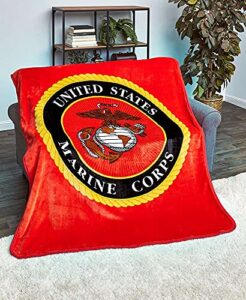 jumbo plush throw blanket with military seal emblem – us marines