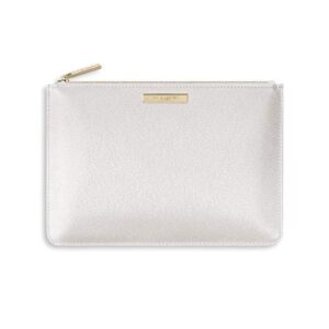 katie loxton maid of honor women’s vegan leather clutch secret perfect pouch pearlescent white