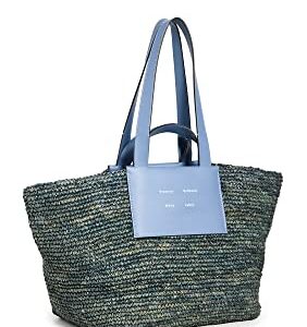 Proenza Schouler White Label Women's XL Morris Raffia Tote, Dove Grey, One Size