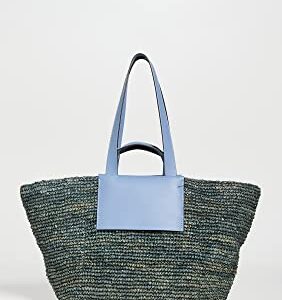 Proenza Schouler White Label Women's XL Morris Raffia Tote, Dove Grey, One Size