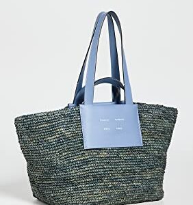 Proenza Schouler White Label Women's XL Morris Raffia Tote, Dove Grey, One Size