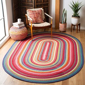 safavieh braided collection 3′ x 5′ oval multi brd316a handmade boho reversible area rug