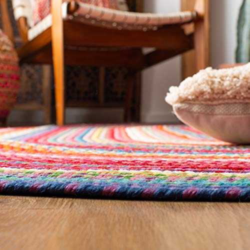 SAFAVIEH Braided Collection 3' x 5' Oval Multi BRD316A Handmade Boho Reversible Area Rug