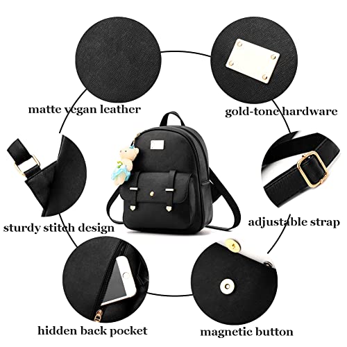 BAG WIZARD Bags for Teens Girls Purse Backpacks Mini PU Leather Fashion Small Bookbag with Wallet Set