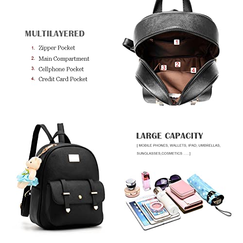 BAG WIZARD Bags for Teens Girls Purse Backpacks Mini PU Leather Fashion Small Bookbag with Wallet Set