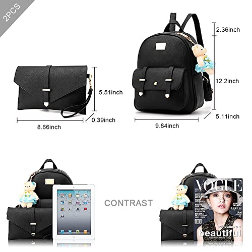 BAG WIZARD Bags for Teens Girls Purse Backpacks Mini PU Leather Fashion Small Bookbag with Wallet Set