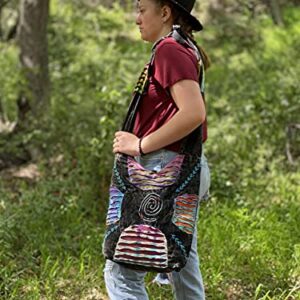 Original Collections Bohemian Embroidered Ripped Razor Cut Crossbody Hippie Purse Handbag AND Backpack Multicolor