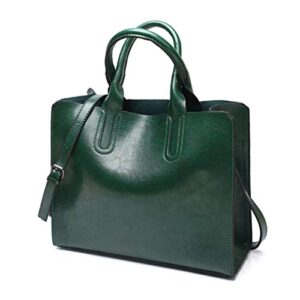 pahajim purses and handbags satchel shoulder bag purses tote bag for women fashion oil leather bucket bag (green)