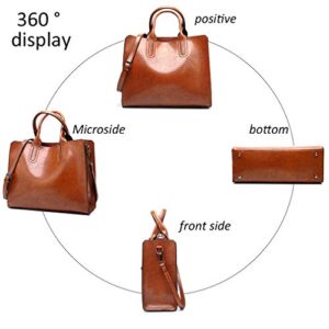 Pahajim Purses and Handbags Satchel Shoulder bag Purses Tote Bag for Women Fashion Oil Leather Bucket Bag (Green)