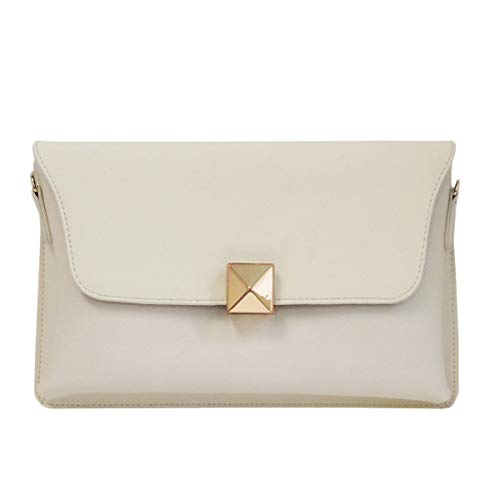 JNB Synthetic Leather Case Clutch, Ivory