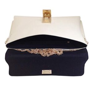 JNB Synthetic Leather Case Clutch, Ivory