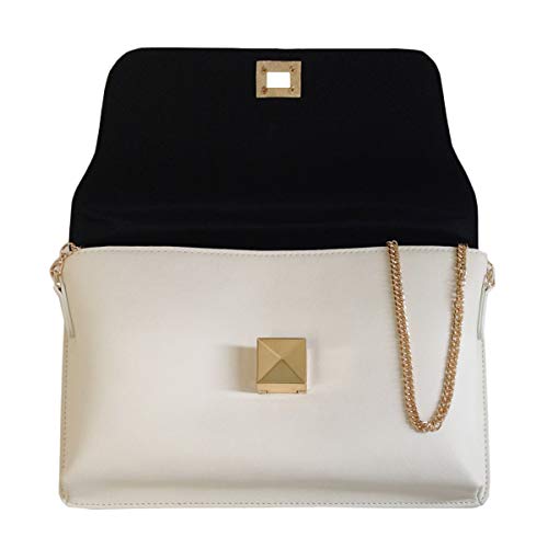 JNB Synthetic Leather Case Clutch, Ivory