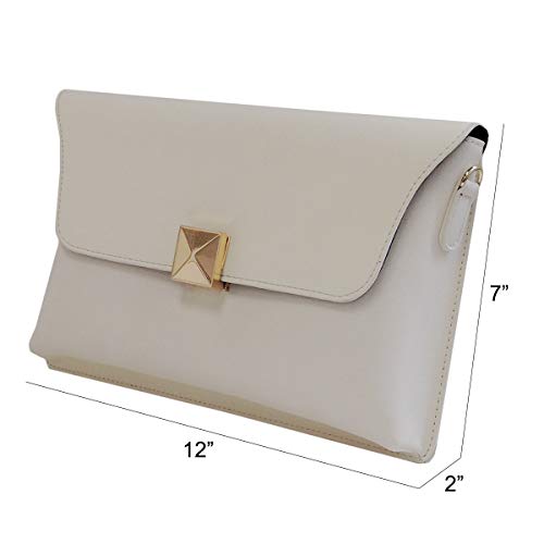 JNB Synthetic Leather Case Clutch, Ivory