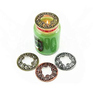 JIEQIJIAJU Jar Candles Toppers, Antique Candle Topper Cover Metal Candle Top Lid Accessories Shades Sleeves for Jar Candles Decor, 2.8" Diameter