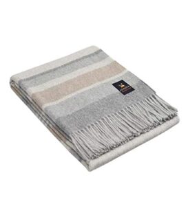 alpaca merino wool blanket throw warm and soft multicolor striped design peru (soft gray/silver/soft camel)