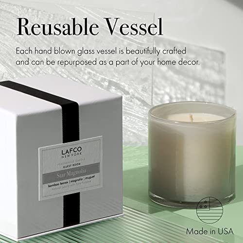 LAFCO New York Signature Candle, Star Magnolia - 15.5 oz - 90-Hour Burn Time - Reusable, Hand Blown Glass Vessel - Made in The USA