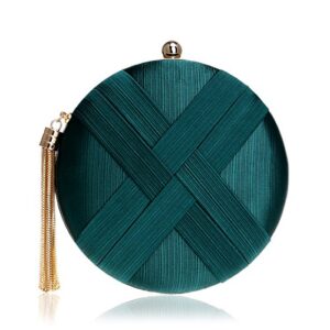 cuctacbct satin round clutch purses for women evening bags wedding party purse bridal night out handbags,dark green