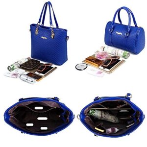 Women Handbags Set 6 Pcs PU Leather Top Handle Purse Shoulder Bag Purse Wallet Crossbody Bag Set, Black