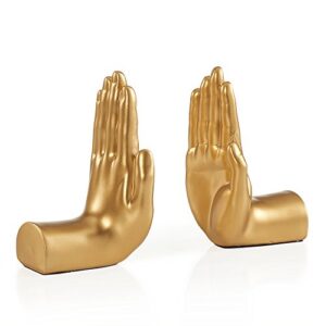 Danya B. NY8003GLD Contemporary Accent Book Shelf Decor - Hands Sculpture Bookend Set