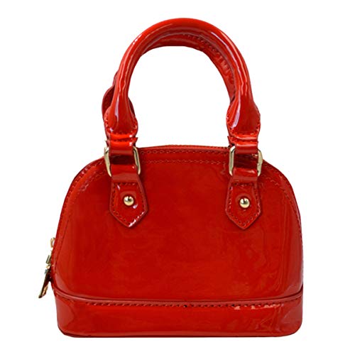 Zip Around Dome Patent Leather Satchel Mini Top Handle Tote Bag Shell Shape Purse Handbags