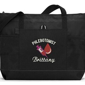 Phlebotomist Personalized Tote Bag with Mesh Pockets, Front Pocket, Zippered Closure