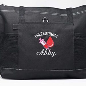 Phlebotomist Personalized Tote Bag with Mesh Pockets, Front Pocket, Zippered Closure