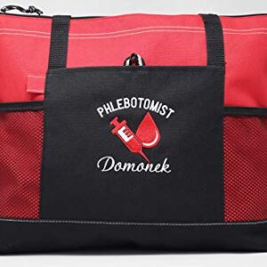 Phlebotomist Personalized Tote Bag with Mesh Pockets, Front Pocket, Zippered Closure