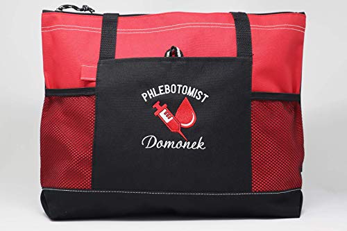 Phlebotomist Personalized Tote Bag with Mesh Pockets, Front Pocket, Zippered Closure