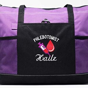 Phlebotomist Personalized Tote Bag with Mesh Pockets, Front Pocket, Zippered Closure