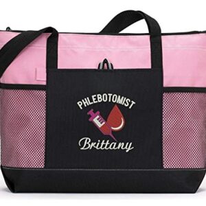 Phlebotomist Personalized Tote Bag with Mesh Pockets, Front Pocket, Zippered Closure