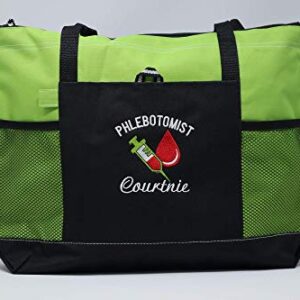 Phlebotomist Personalized Tote Bag with Mesh Pockets, Front Pocket, Zippered Closure