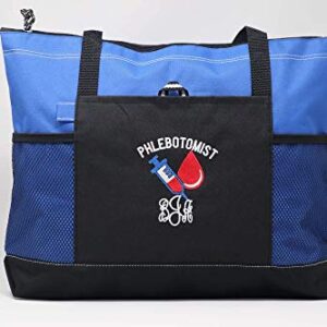 Phlebotomist Personalized Tote Bag with Mesh Pockets, Front Pocket, Zippered Closure