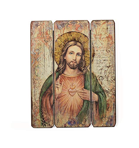 Joseph's Studio by Roman - Sacred Heart Decorative Panel, 15" H, Courageous Panels, Medium Density Fiberboard, Home Decor, Religious, Giftware, Decorative, Beautiful Detail